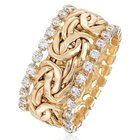 Bague vintage dorée tressée avec zircon