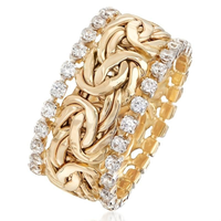 Bague vintage dorée tressée avec zircon