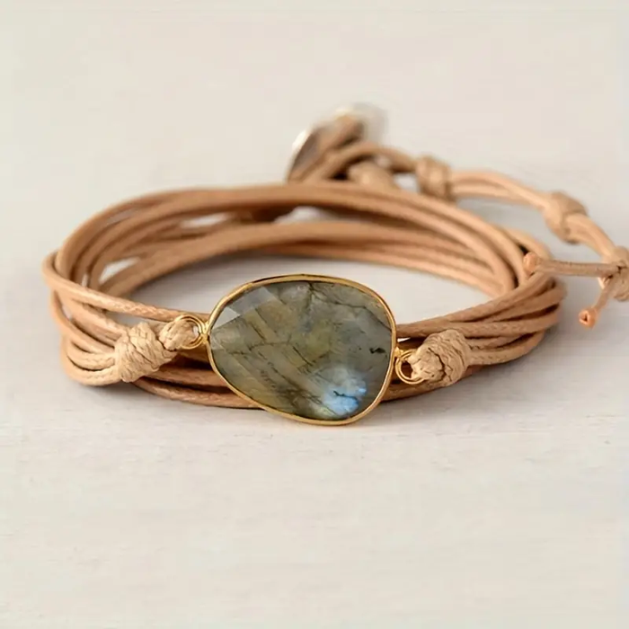 Bracelet vintage en cuir avec pierres
