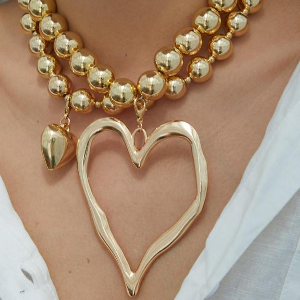 Ensemble de 2 Colliers avec Perles en Forme de Cœur