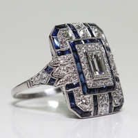 Bague Vintage Argentée avec Brillant Bleu