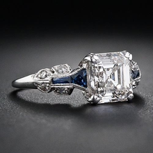Bague vintage brillante en bleu et argent