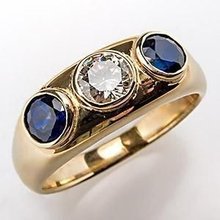 Bague avec zircon et cristal bleu