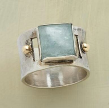 Bague vintage avec pierre de lune verte en forme carrée