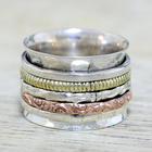 Bague vintage en or et argent avec rose