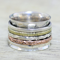 Bague vintage en or et argent avec rose