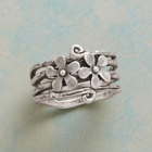 Bague vintage avec fleurs en argent
