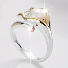 Bague vintage en or et argent avec perles