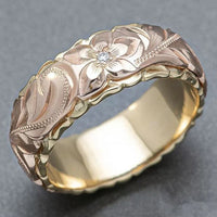 Bague vintage avec fleur rose dorée