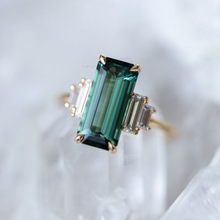 Bague vintage en cristal cubique turquoise