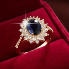 Bague avec Zirconia Bleue Foncée Brillante