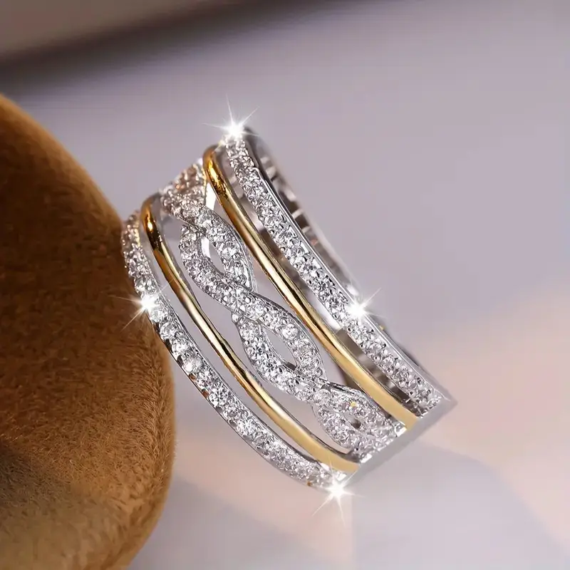 Bague Tressée Brillante avec Zircon