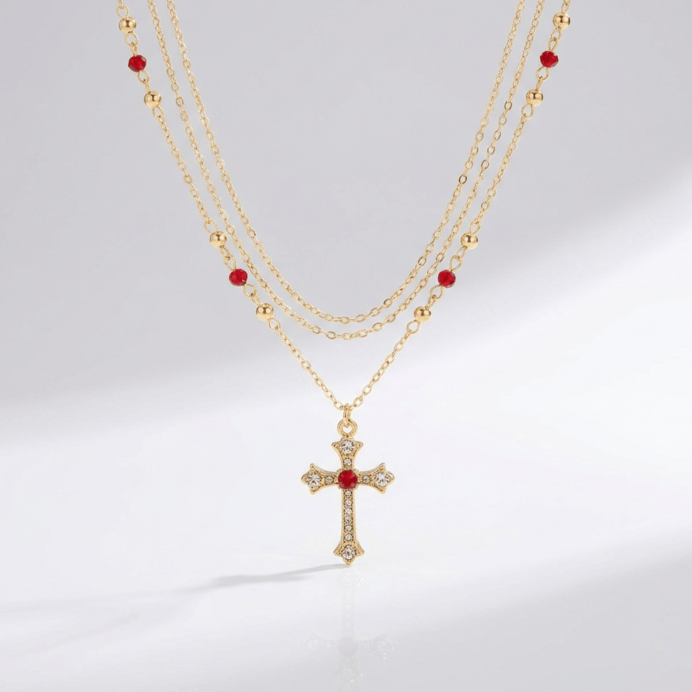 COLLIER CROIX DE DIAMANT ET COULEURS