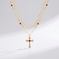 COLLIER CROIX DE DIAMANT ET COULEURS