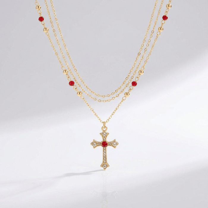COLLIER CROIX DE DIAMANT ET COULEURS