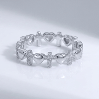 BAGUE CROIX ET COEURS EN ARGENT