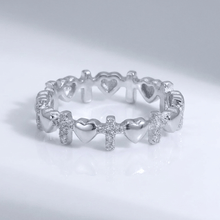 BAGUE CROIX ET COEURS EN ARGENT