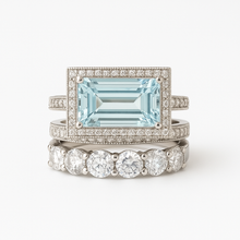 Ensemble de Bagues Vintage en Cristal Turquoise Argenté