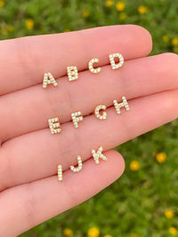 Boucles d'Oreilles en Or Blanc avec Initiale