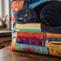 Sac à main femme avec chat noir, livres et tasses – Deux tailles