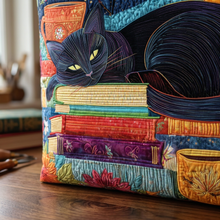 Sac à main femme avec chat noir, livres et tasses – Deux tailles