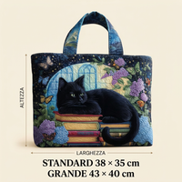 Sac artisanal chat noir sur les livres – Idée cadeau