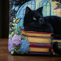 Sac artisanal chat noir sur les livres – Idée cadeau