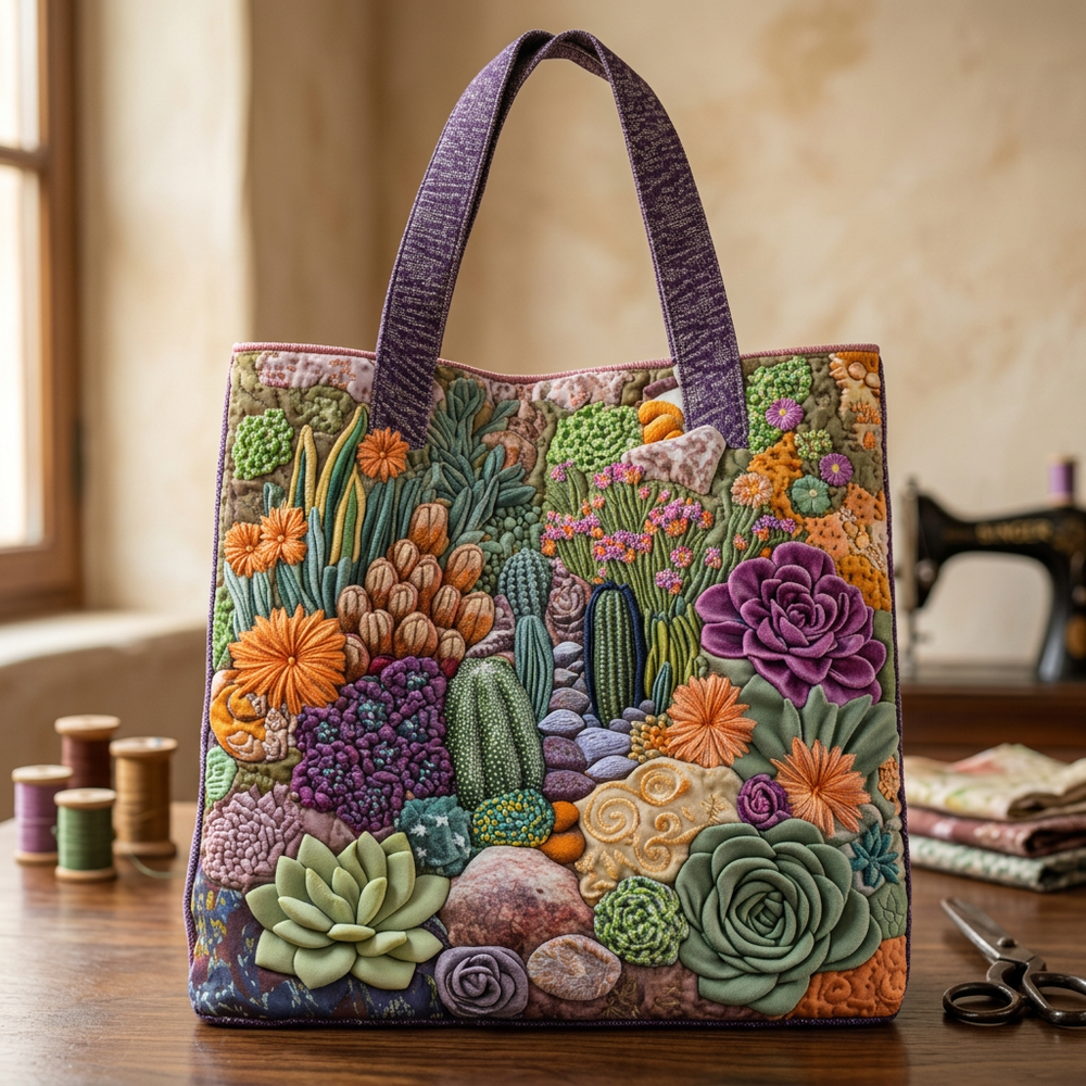 Sac Floral Matelassé Jardin de Succulentes – Deux Tailles