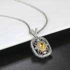 Collier rétro avec pierres précieuses jaunes et cristaux argentés