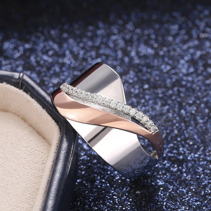 Bague en argent et or rose bicolore