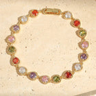 Bracelet Vintage Or Cœur Amour Arc-en-ciel
