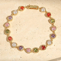 Bracelet Vintage Or Cœur Amour Arc-en-ciel