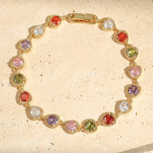 Bracelet Vintage Or Cœur Amour Arc-en-ciel