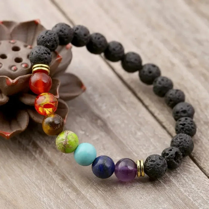 Bracelet Chakra Vintage en Pierre de Lave