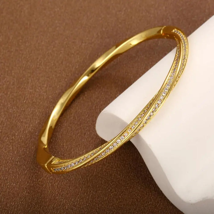 Bracelet en cristal élégant avec deux rangées en or