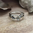 Bague vintage en argent avec fleur et colibri