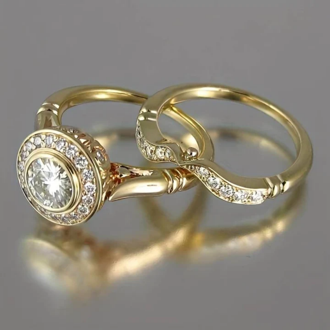 Ensemble de bagues vintage en or et zircon