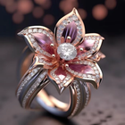 Bague en cristal avec lotus rose exotique