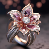 Bague en cristal avec lotus rose exotique