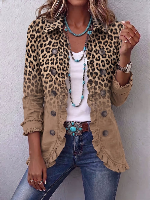Mia | Veste à volants dégradé léopard vintage