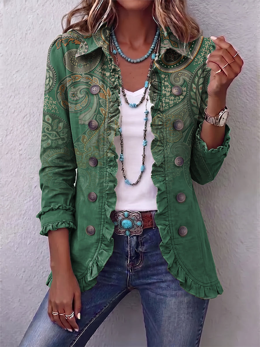 Aria | Veste Ruffle Imprimé Paisley Boho