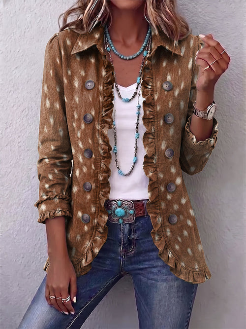 Layla | Veste Boho à Imprimé Animaux avec Volants