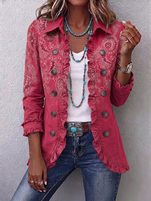 Camila | Veste Ruffle Imprimé Paisley Vintage