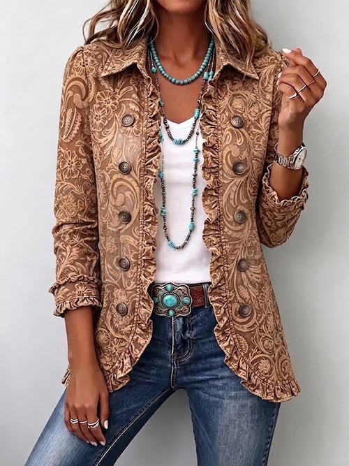 Madison | Veste à volants imprimée florale vintage bohème