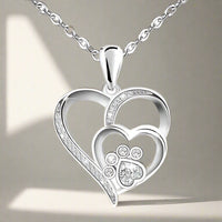 Collier en argent sterling avec patte et cœur en zircon
