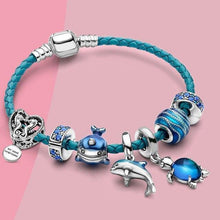 Bracelet Océan + pendentifs inclus en cuir et argent