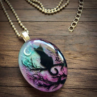 Collier avec chat charmant « La nuit étoilée »
